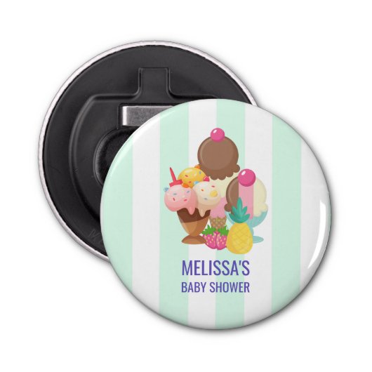 Ice Cream Scoops met Sprinkles Baby shower Button Flesopener (Voorkant)