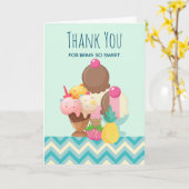 Ice Cream Scoops met Sprinkles Bedankt Kaart (Gele Bloem)