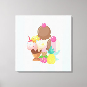 Ice Cream Scoops met Sprinkles Canvas Afdruk