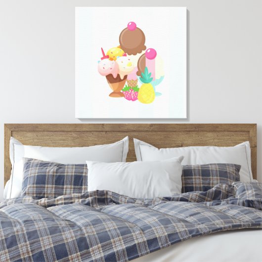 Ice Cream Scoops met Sprinkles Canvas Afdruk (Insitu (Slaapkamer))