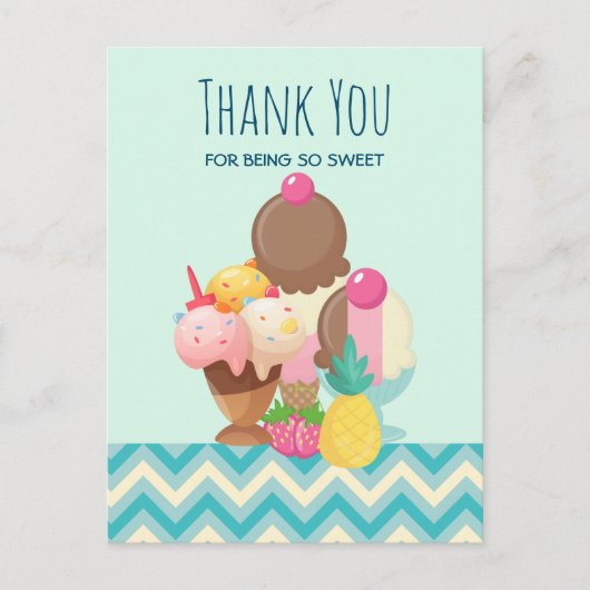 Ice Cream Scoops met Sprinkles Party Dank u Briefkaart (Voorkant)