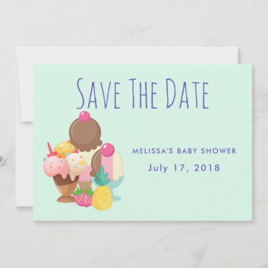 Ice Cream Scoops met Sprinkles Sparen de Datum Save The Date (Voorkant)