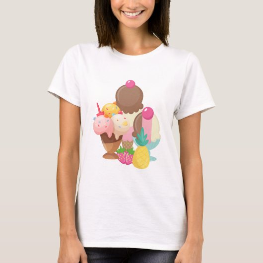Ice Cream Scoops met Sprinkles T-shirt (Voorkant)