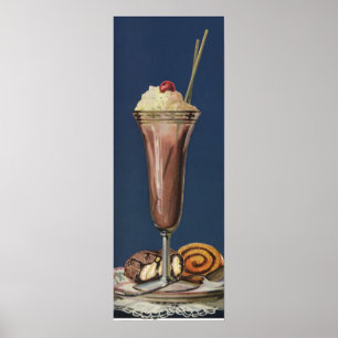 Ice Cream Shake, met schroefdraad en kers Poster