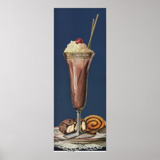 Ice Cream Shake, met schroefdraad en kers Poster (Voorkant)