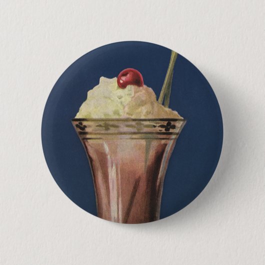  Ice Cream Shake, met schroefdraad en kers Ronde Button 5,7 Cm (Voorkant)