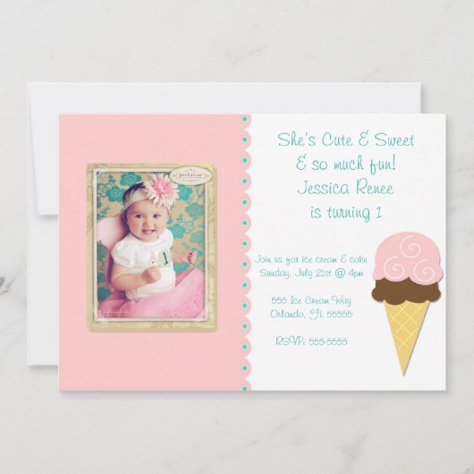 Ice Cream Shop Invite Kaart (Voorkant)