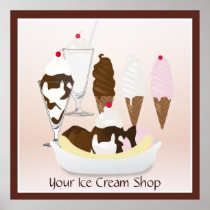 Ice Cream Shop Large Sign Poster