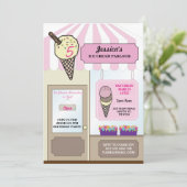 Ice Cream Shop Parlor Birthday Party Invitation (Debout devant)