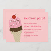 Ice Cream Shoppe Invitation Anniversaire - Pink (Devant / Derrière)