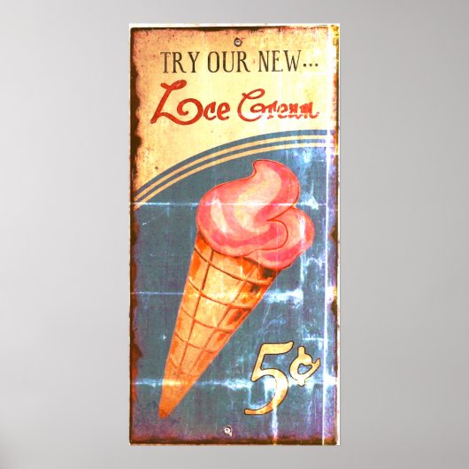 Ice Cream Sign Antiek Replica Poster (Voorkant)