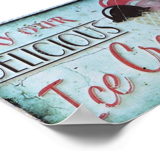 Ice Cream Sign Antiek Replica Poster (Hoek)