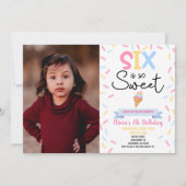 Ice Cream Six is zo lief 6e verjaardagsfeest Kaart (Voorkant)
