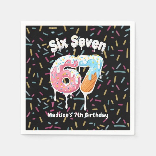 Ice Cream Six Seven 67 Birthday Napkins Servet (Voorkant)