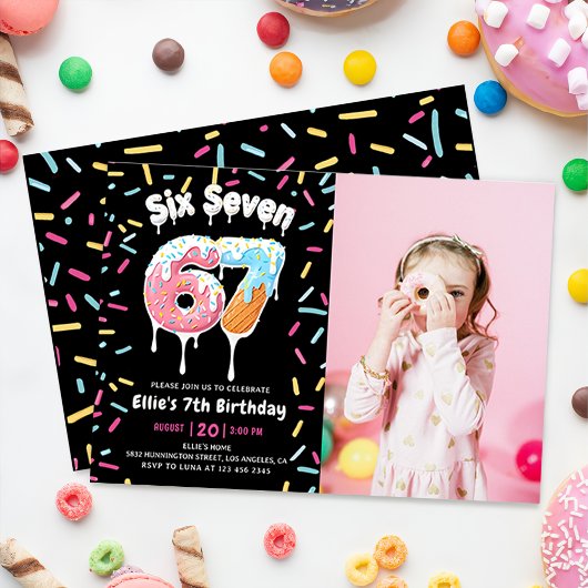 Ice Cream Six Seven 6 7 Birthday Invitation
