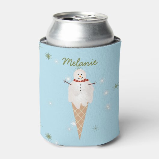 Ice Cream Snowman kerst in de Koelbox van juli Blikjeskoeler (Blikje Voorkant)