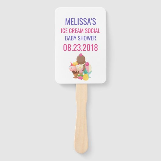 Ice Cream Sociaal Baby shower Handwaaier (Voorkant)