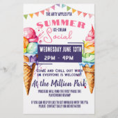 Ice-cream sociaal evenement roze & marine PTA PTO Flyer (Voorkant)
