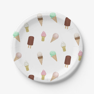Ice Cream Sociaal Verjaardagsfeestje Ice Cream Con Papieren Bordje