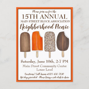 Ice Cream Sociaal Verjaardagsfeestje Popsicles Pic Uitnodiging Briefkaart