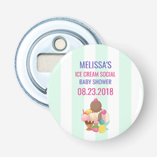 Ice Cream Social Baby shower Event Button Flesopener