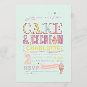 ICE CREAM SOCIAL BIRTHDAY ARTIJ INVITATION nodigen Kaart