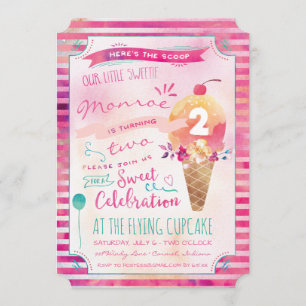 Ice Cream Social Birthday Party Uitnodigingen