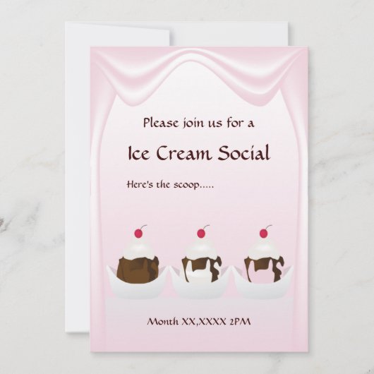 Ice Cream Social Custom Uitnodiging (Voorkant)