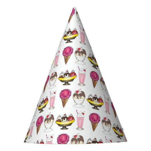 Ice Cream Social Favor Banana Split Sundae Cone Feesthoedjes (Voorkant)