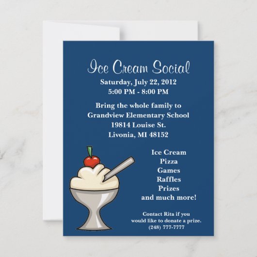 Ice Cream Social Flyer Kaart (Voorkant)