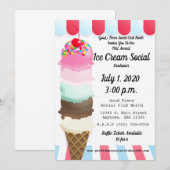 Ice Cream Social Fundraiser Invitation Kaart (Voorkant / Achterkant)