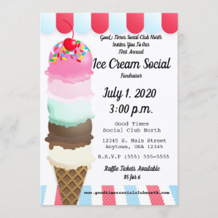 Ice Cream Social Fundraiser Invitation Kaart