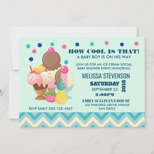 Ice Cream Social Hoe Cool - Baby shower Kaart (Voorkant)