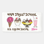 Ice Cream Social Maak je eigen Sundae Party Spandoek (Horizontaal)