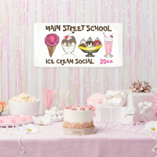 Ice Cream Social Maak je eigen Sundae Party Spandoek