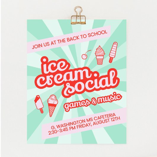 Ice Cream Social Party Flyer