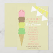Ice Cream Social Party Invitation (Devant / Derrière)