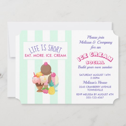 Ice Cream Social Party Invitation de l'événement (Devant)