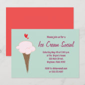 Ice Cream Social Party Kaart (Voorkant / Achterkant)