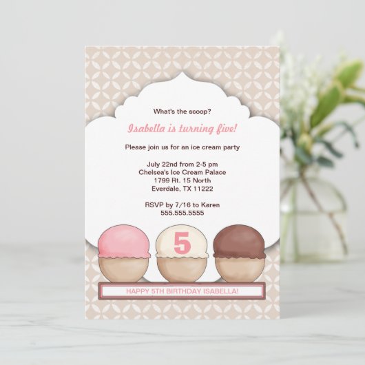 Ice Cream Social Party nodigt uit met leeftijd Kaart (Staand voorkant)