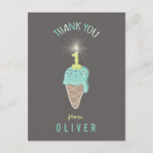 Ice Cream Sparkler 1e Verjaardag Dank u Briefkaart (Voorkant)
