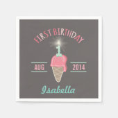 Ice Cream Sparkler 1st Birthday Paper Napkin Servetten (Voorkant)