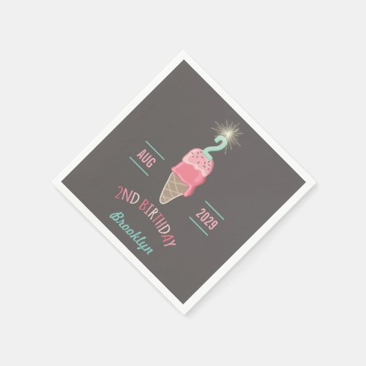 Ice Cream Sparkler 2e verjaardag Paper Napkin Servetten (Hoek)