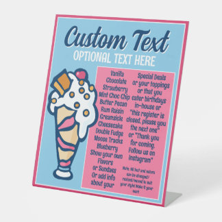 Ice Cream Specials Smaken Mini Menu Pedestal Sign Reclamebord Met Voetstuk