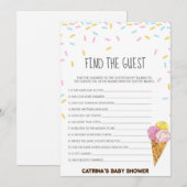 Ice Cream Sprinkle Baby shower - bewerkbare naam, Kaart (Voorkant / Achterkant)