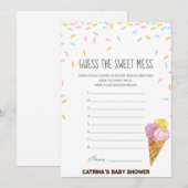 Ice Cream Sprinkle Baby shower - bewerkbare naam,  Kaart (Voorkant / Achterkant)