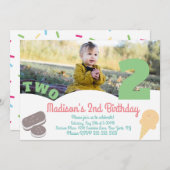 Ice Cream Sprinkles pasteel Girls Birthday Party Kaart (Voorkant / Achterkant)