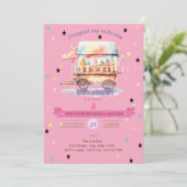 Ice Cream Stars Verjaardag uitnodiging (Staand voorkant)