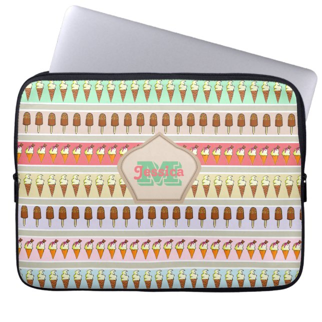 Ice Cream Stripes - Aangepast Laptop Sleeve (Voorkant)