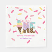 Ice Cream & Strooiers Sweet One 1e Verjaardag Servet (Voorkant)